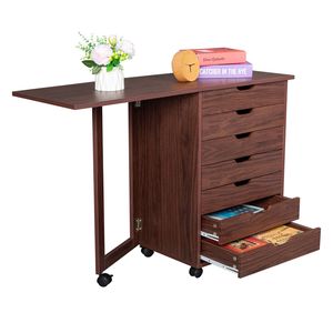 Armadietto Portadocumenti in Legno MDF e PVC Marrone Scuro con Sette Cassetti - Product Image 4