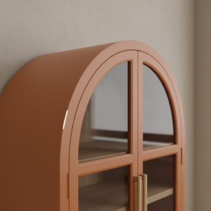 Vitrina Rectangular de Madera de Caucho y MDF con Chapa de Roble, Ecológica, con Puertas Correderas, 4 Compartimentos, Mesa Auxiliar/Mesita de Noche - Product Image 6