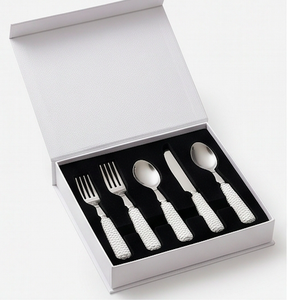 Minimalist Flatware Set With White Woven Handles Stainless Steel Cutlery Dishwasher Safe Wedding Silver Tone Knives Forks Spoons - Product Image 6