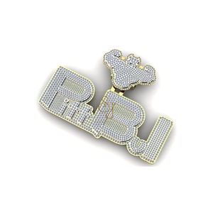 Pendentif personnalisé unisexe en argent 925 plaqué or avec diamant Moissanite, motif Pit Bull dessin animé, fermoir bling-bling, bijoux hip-hop pour rappeur - Product Image 1