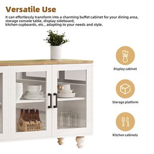 Supporto TV bianco fattoria alla moda gambe in legno massello a forma di zucca 70 \ "centro intrattenimento vetro temperato porte Console multimediale - Product Image 5