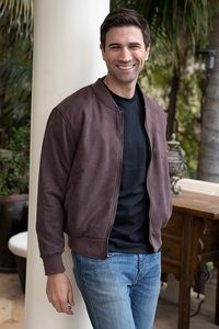 Men's Faux Suede Bomber <b>Jacket</b> with Warm <b>Light</b> Inner Padding - Product Image 4