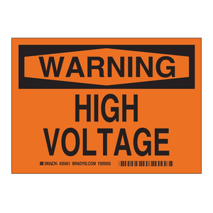 Panneau d'avertissement haute tension Brady en PVC orange et noir pour les zones électriques intérieures et extérieures - Product Image 3
