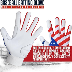 Gants de frappe de baseball avec drapeau américain, rouge, blanc, bleu, en cuir, durables, pour l'entraînement, haute performance, pour les joueurs d'équipe - Product Image 5