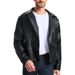 Chaqueta de Motocicleta de Cuero Genuino, Estilo Urbano, Cuello Alto, Impermeable, Resistente al Viento, con Logotipo Personalizado en la Parte Delantera - Product Image 1