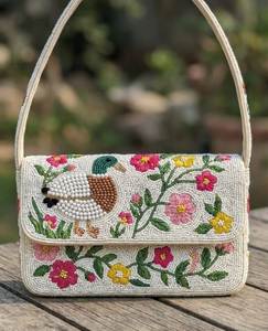 Blossom <b>Charm</b> Handmade Fashion Purse Floral Elegance Bead Embellished Shoulder Bag Royal Garden Vintage Women's Purse - Product Image 6