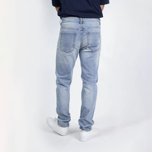 Pantalones Vaqueros de Moda para Hombre, Corte Slim Fit, Lavado Claro, Elásticos, de Algodón Suave, Estilo Vintage, Casuales, Azules, para Uso Diario - Product Image 5