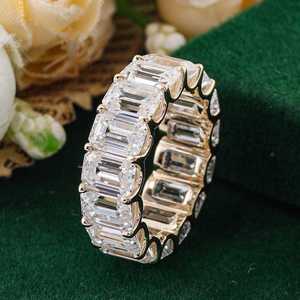 Sparkly Emerald Cut Moissanite Full Eternity Band <b>Ring</b> For Unisex 925 Silver With Rhodium Plated <b>Thick</b> Band Proposal Gift Her - Product Image 6