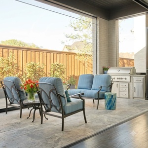Ensemble de canapés d'extérieur en fer forgé de luxe, imperméable, mobilier de jardin traditionnel, 4 places - Product Image 4