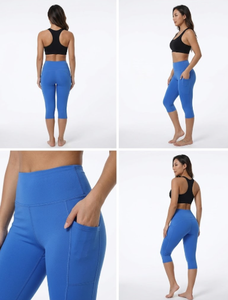 High Waist Women Capris <b>Leggings</b> <b>with</b> <b>Side</b> <b>Pockets</b> Athletic Fitness Yoga Pants Custom Logo Gym Wear - Product Image 5