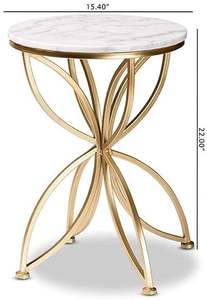 Modern <b>Round</b> <b>Side</b> <b>Table</b> with Iron Frame Wooden Top <b>Small</b> Coffee <b>Table</b> for Living Room Bedroom - Product Image 3