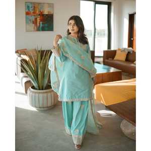 Top Plazzo elegante de diseñador para mujer con conjunto de traje de fiesta elegante Dupatta - Product Image 1