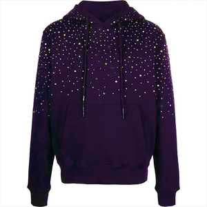 Sweat-shirts à strass, fabrication OEM, sweat-shirt en molleton de coton avec design en pierres brillantes, personnalisation de la marque disponible - Product Image 1