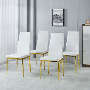 Ensemble de 4 chaises de salle à manger avec pieds dorés et assise blanche - Product Image 1