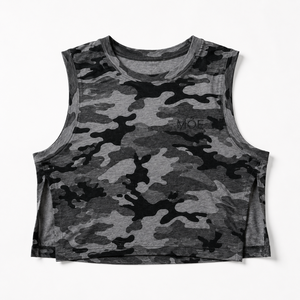 Vintage Inspired Camouflage Split Side Muscle Tank women's shirt Custom Camo Boxy Crop Tee Summer Fashion Minimal Utility Cami - Product Image 3