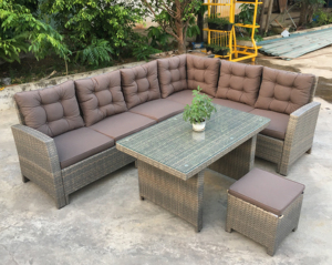 Wholesale Price Modern Comfortable Outdoor One Seat Sofa Set PE Wicker Rattan Steel Frame Waterproof Cushion Garden Furniture - Product Image 2