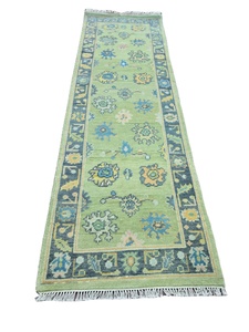 Alfombra Alfombras 2,7x8 Verde Amarillo Pequeño Corredor Alfombra Oushak de lana de alta calidad Anudada a mano Vintage 2,7x10 2,7x12 2,7x18 Sala de estar - Product Image 2