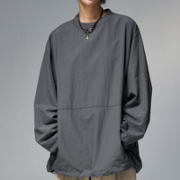 Kaos Rajut Pria Lengan Pendek O-Neck Warna Solid Ukuran Besar Atasan Kasual Ramah Lingkungan untuk Aktivitas Luar Ruangan Hitam Abu-abu