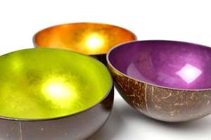 Bol en noix de coco artisanal avec incrustation de corne, laqué écologique, couleur personnalisée, bol décoratif cadeau - Product Image 5