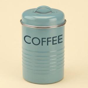 Modern Blue Metal Coffee & Spice Canister Cylinder Shape Airtight Lid Dishwasher Safe Heatable Hammered Metal <b>Kitchen</b> <b>Storage</b> - Product Image 1