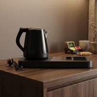 Ensemble bouilloire électrique et plateau en acier inoxydable avec design sur pied réglable en hauteur