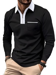 Full Sleeves Men's Polo <b>Shirts</b> Custom Contrast Turndown Collar New Breathable Quick Dry Print <b>Gothic</b> Chest Pocket Casual Knitted - Product Image 2