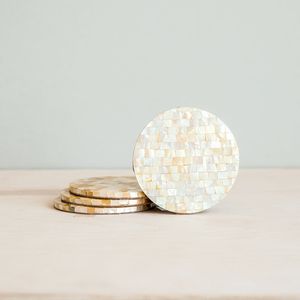 Collection de sous-verres en nacre naturelle, mosaïque de coquillages faits à la main, sous-verres décoratifs de luxe pour la salle à manger, vente en gros - Product Image 2