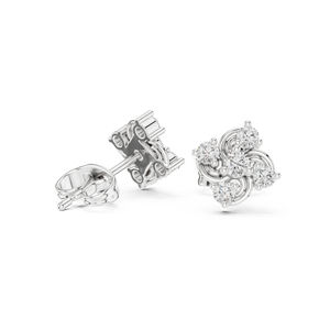 Pendientes de compromiso de oro blanco de 14 quilates con diamantes cultivados en laboratorio para mujer |   Diamante Cultivado Nuevo - Product Image 5