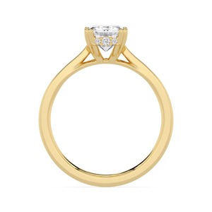 Bague de fiançailles sculpturale en or rose 10K avec diamants de laboratoire 3.13 carats, taille ronde et taille émeraude, bijoux de mariée raffinés de qualité supérieure - Product Image 3