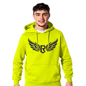 <b>Men's</b> <b>Navy</b> Blue Embossed Wings Logo Hoodie Regular Fit Casual <b>Fleece</b> Sweatshirt Front Pocket Design Autumn Wear - Product Image 4