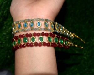 18K <b>Gold</b> Plated Brass Natural Green Onyx Bezel Setting Bohemian Style Unisex Handmade Luxury Gemstone <b>Beaded</b> <b>Bracelet</b> - Product Image 1
