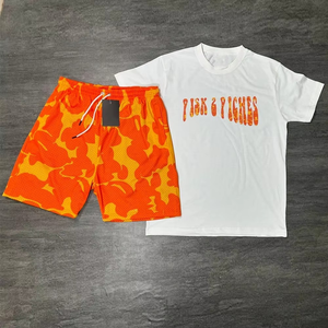 Ensemble de survêtement pour homme en molleton respirant imprimé sur mesure de haute qualité, t-shirt et short deux pièces, jogging d'été, streetwear unisexe, 100% coton - Product Image 4