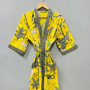 Kimono de Algodón de Lujo con Estampado Floral, para Verano e Invierno, con Cordón Ajustable, Regalo para Damas de Honor, Ropa de Estar por Casa y Playa - Product Image 1