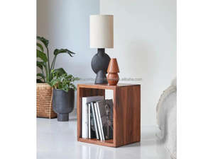 Kwarno Sheesham Wood Solid Wood <b>Bedside</b> Table with Open Shelf and Natural Finish Modern Design <b>Storage</b> Cabinet for Home Office - Product Image 5