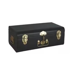 Vintage Black Metal Trunk Rectangle Buckle Lid Multifunctional Home Organizer for Sundries Table Top Use Trunk <b>Box</b> - Product Image 3