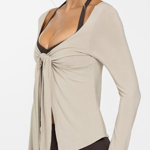 Customize Women Fashion Double Layer Cropped Gym Sports Tank <b>Top</b> Nylon Stretch Sculpt Fitted Adjustable Padded Yoga Tank - Product Image 1