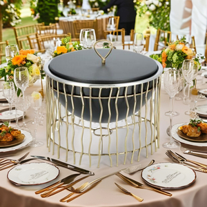 Réchauffeur d'aliments fait à la main de qualité supérieure Casseroles rondes Hotpot Dîner Service de table de mariage Casseroles de service en métal - Product Image 1