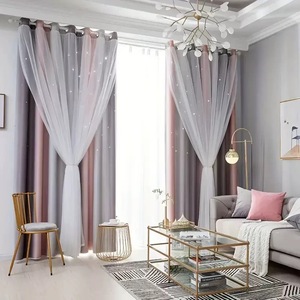 Fournisseur de <span class=keywords><strong>rideaux</strong></span> occultants en polyester à <span class=keywords><strong>double</strong></span> couche de dentelle rose de style français ODM/OEM pour la maison - Product Image 3