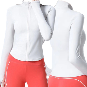 Women's <b>Mock</b> <b>Neck</b> Long Sleeve Yoga <b>Top</b> Solid Color Breathable Spandex Polyester Fitness Regular Fit Fitness Jacket For Women - Product Image 5