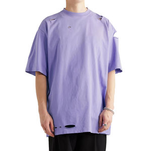 Camisetas Modernas Holgadas con Efecto Desgastado para Hombre, 100% Algodón, Ligeras, con Impresión de Logotipo Personalizado, Ropa Urbana, Servicio OEM - Product Image 1