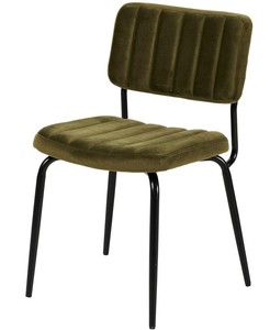 Chaise d'hôtel moderne en velours capitonné avec pieds métalliques coniques, dossier solide, design contemporain, usage intérieur - Product Image 1