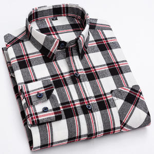 100% Cotton Flannel <b>Half</b> <b>Shirt</b> Men's Formal Horn <b>Button</b> Breathable Summer Fashionable Wholesale OEM Export Oriented Quality Logo - Product Image 4