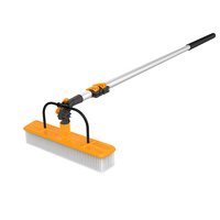 Brosse de pulvérisation à eau portable X2 avec perche télescopique de 3,6 à 11,4 m, brosse de nettoyage manuelle pour panneaux solaires photovoltaïques, fenêtres et murs extérieurs