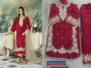 <b>Green</b> <b>Silk</b> Salwar Kameez Set Sequins Embroidered Ready Made Indian Pakistani Outfit With Dupatta for Wedding PartyWear for Women - Product Image 4