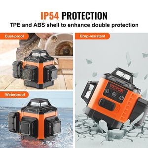 Livella Laser a Croce Verde Autolivellante Manuale da 30 Metri, 3 Linee a 360 Gradi, Impermeabile IP54, 8 Modalità Rotanti - Product Image 6