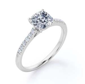 Anillo de Compromiso Vintage con Moissanita de Corte Cojín de 1.1 Quilates, Chapado en Plata con Engaste de Oro, Estilo Antiguo, Lujoso para Novia - Product Image 3