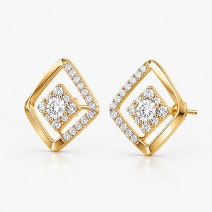 Pendientes de Oro Blanco con Diamantes de Corte Brillante, Joyería de Boda para Mujer, Engaste de Garra, Microincrustaciones, Baño de Rodio, Lujo Moderno - Product Image 5