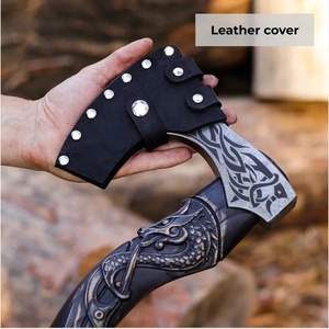 Axe Viking à tête de loup sculptée à la main par A&M ENTERPRISES, lame en acier à haute teneur en carbone, manche en bois, pour le camping en plein air, la survie et la chasse - Product Image 3