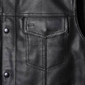 Chaleco de Cuero Genuino con Bolsillos Ajustables, Chaleco de Motociclista, Chaleco de Cuero para Moto - Product Image 5