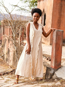 <b>Boho</b> Black Cotton Maxi <b>Dress</b> Handcrafted <b>Summer</b> Kaftan <b>Dress</b> Sleeveless V-Neck Resort Wear Long <b>Dress</b> for Women - Product Image 5